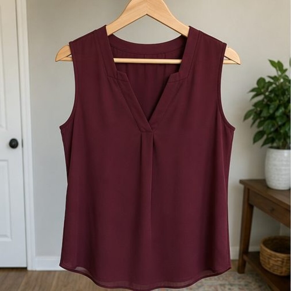 Burgundy V Neck Top